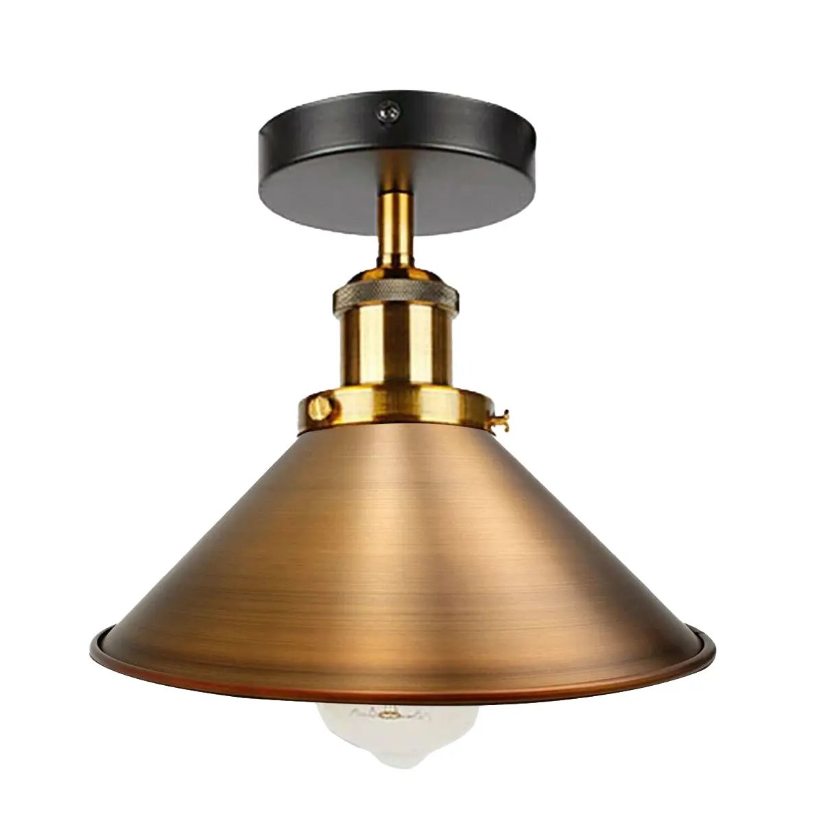 Yellow Brass Vintage Flush Mount Metal Cone Industrial pendant ceiling light~2598 by LEDSone
