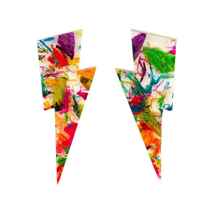 Lightning Bolt Recycled Skateboard & Resin Studs by Paguro Upcycle