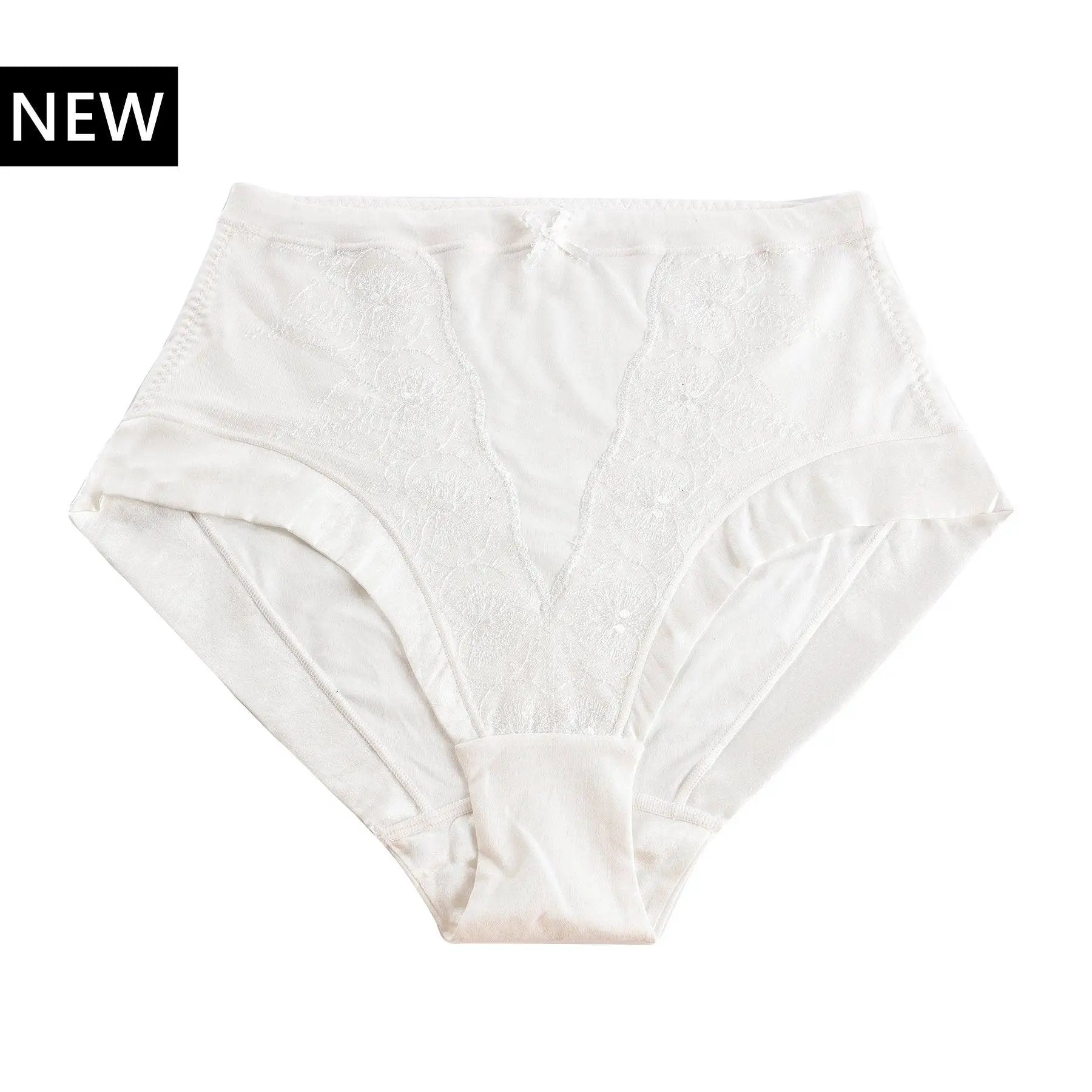 Snowdrop - Silk & Organic Cotton Full Brief in White by Juliemay Lingerie