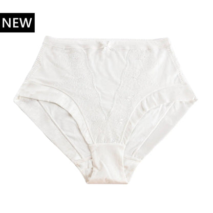 Snowdrop - Silk & Organic Cotton Full Brief in White by Juliemay Lingerie