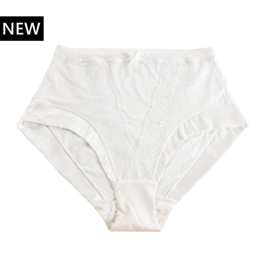 Snowdrop - Silk & Organic Cotton Full Brief in White by Juliemay Lingerie