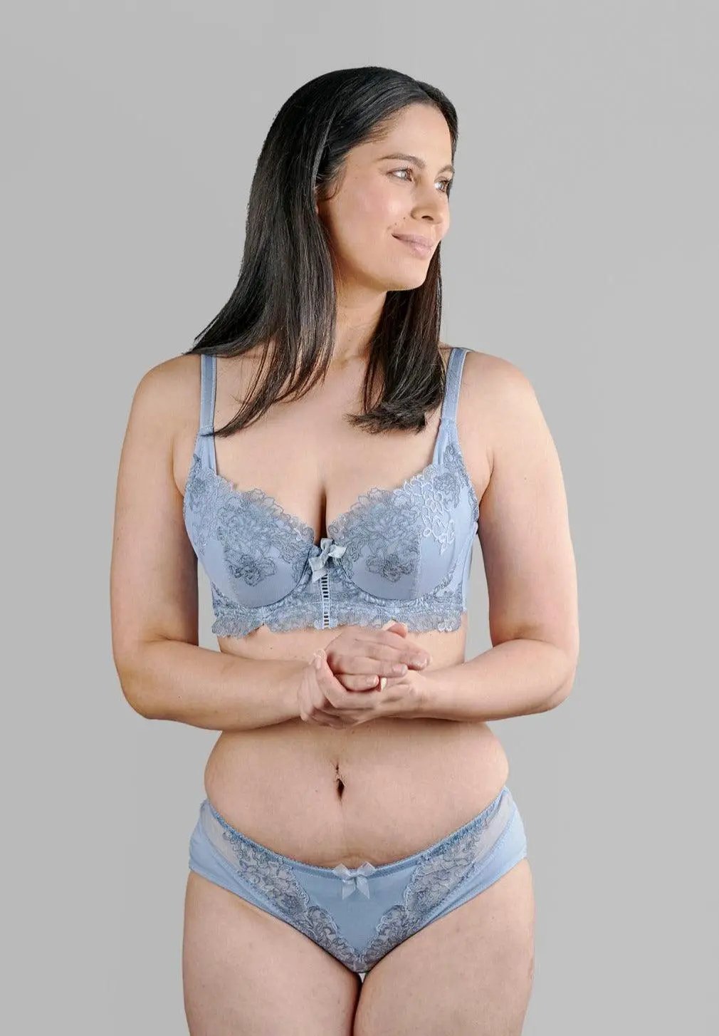 Ashley Embroidery Silk & Organic Cotton Supportive Plunge Bra by Juliemay Lingerie