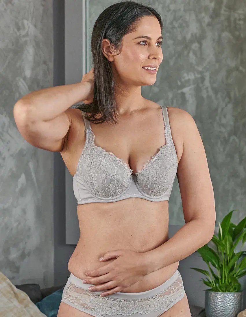 Mercury - Lace Silk & Organic Cotton Plunge Bra by Juliemay Lingerie