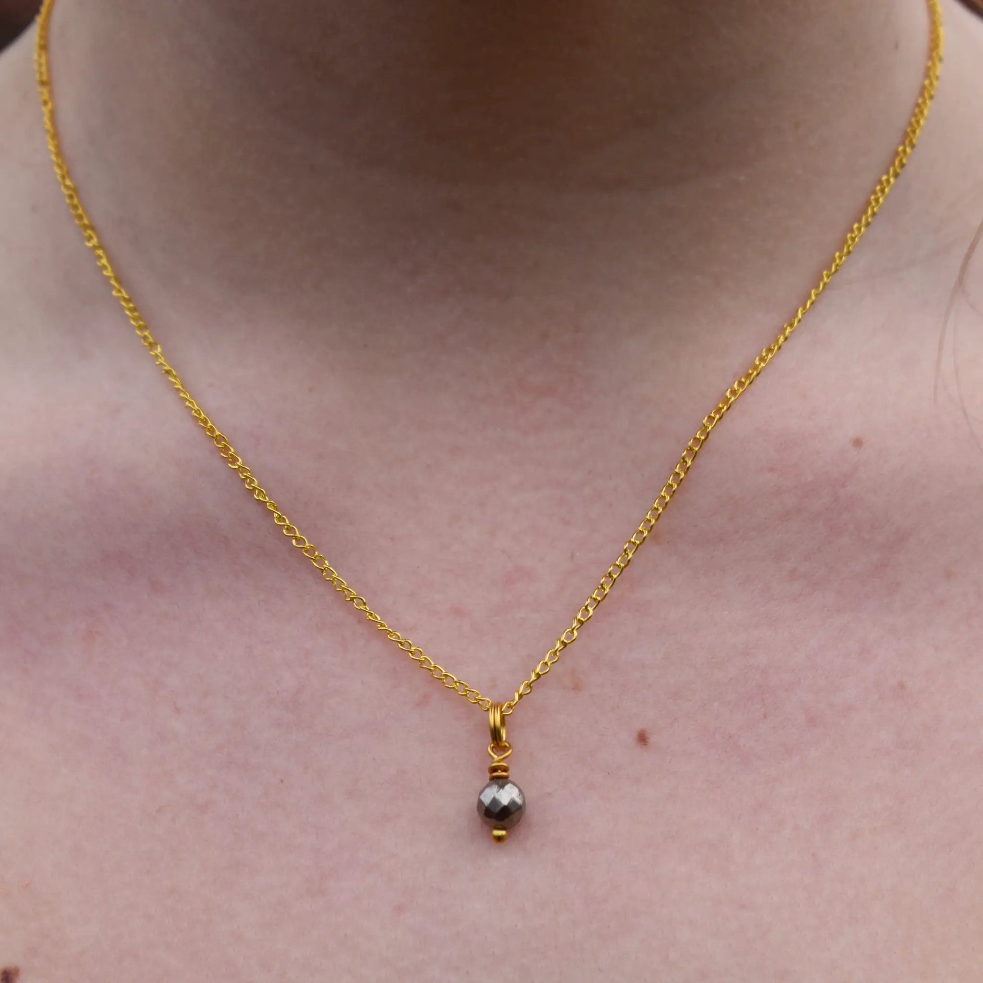 Minimalist Faceted Bronze Pyrite Gemstone Necklace | by Ifemi Jewels by Ifemi Jewels
