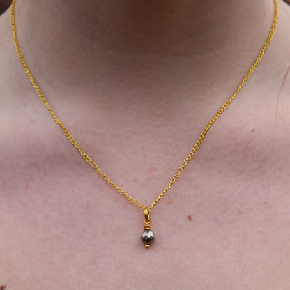 Minimalist Faceted Bronze Pyrite Gemstone Necklace | by Ifemi Jewels by Ifemi Jewels