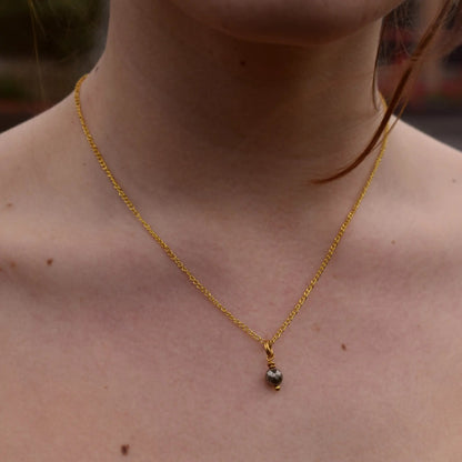 Minimalist Faceted Bronze Pyrite Gemstone Necklace | by Ifemi Jewels by Ifemi Jewels