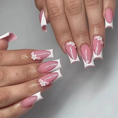 Mid Long Pink Leopard Press-On Nails with Bow by Cashymart