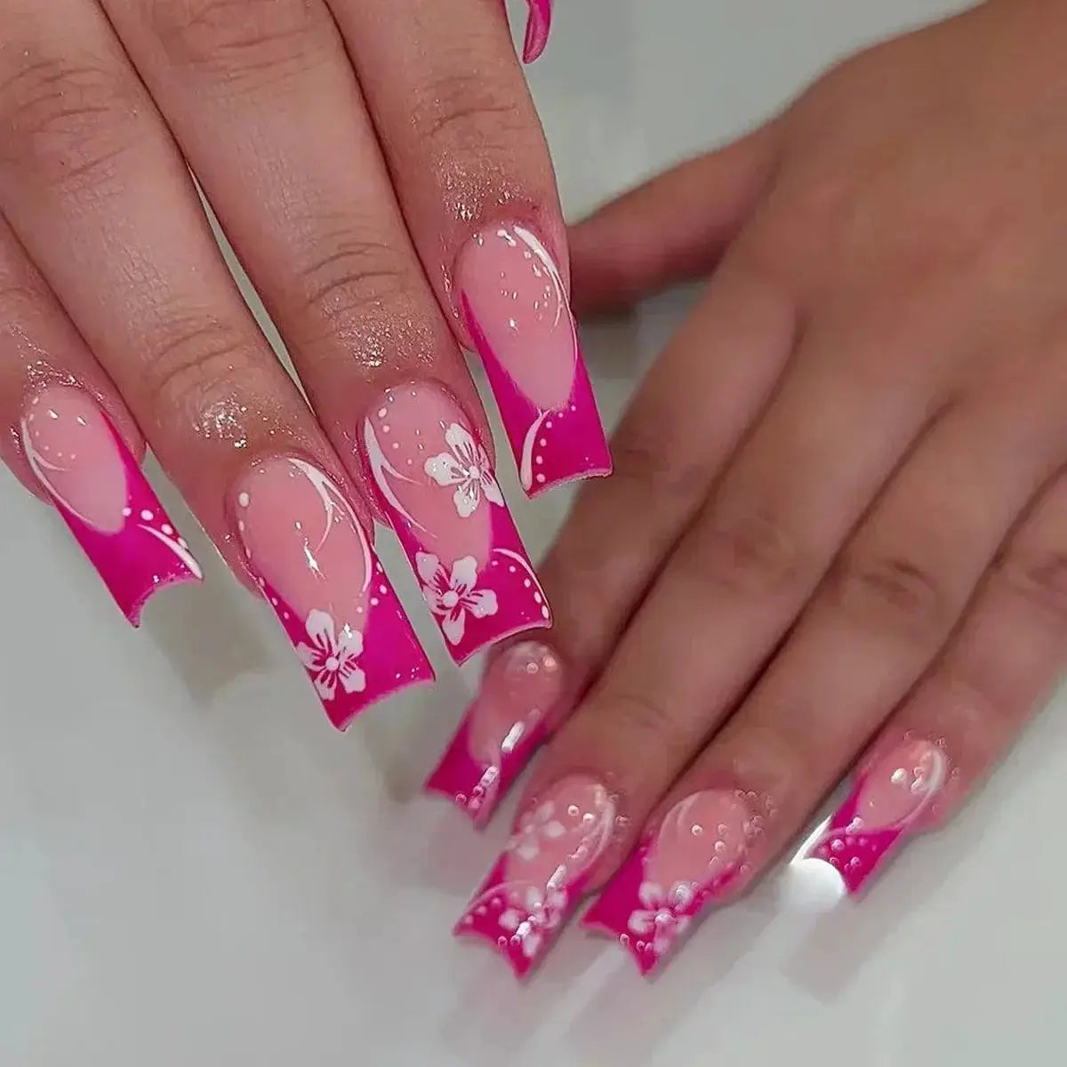 Mid Long Pink Leopard Press-On Nails with Bow by Cashymart