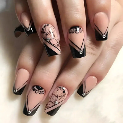 Mid Long Pink Leopard Press-On Nails with Bow by Cashymart