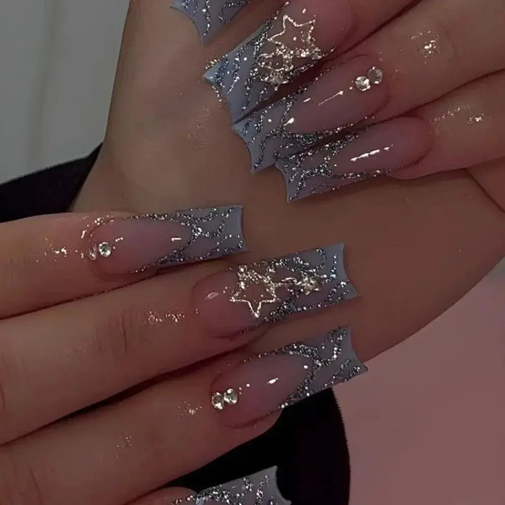Mid Long Pink Leopard Press-On Nails with Bow by Cashymart