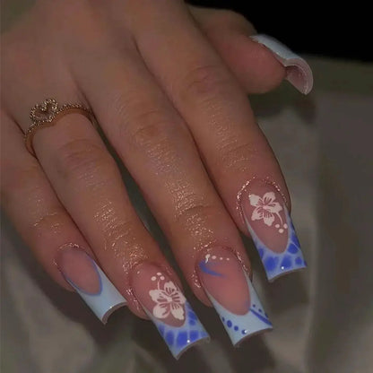 Mid Long Pink Leopard Press-On Nails with Bow by Cashymart