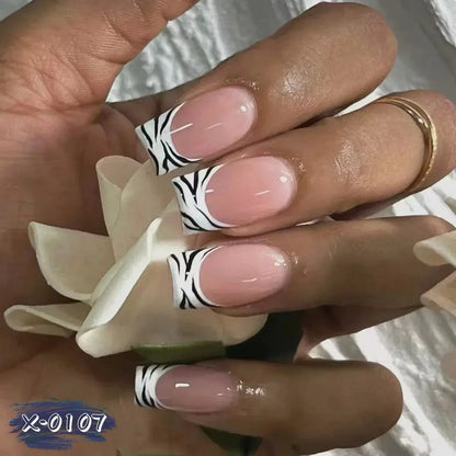 Mid Long Pink Leopard Press-On Nails with Bow by Cashymart