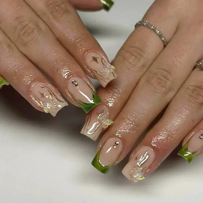 Mid Long Pink Leopard Press-On Nails with Bow by Cashymart