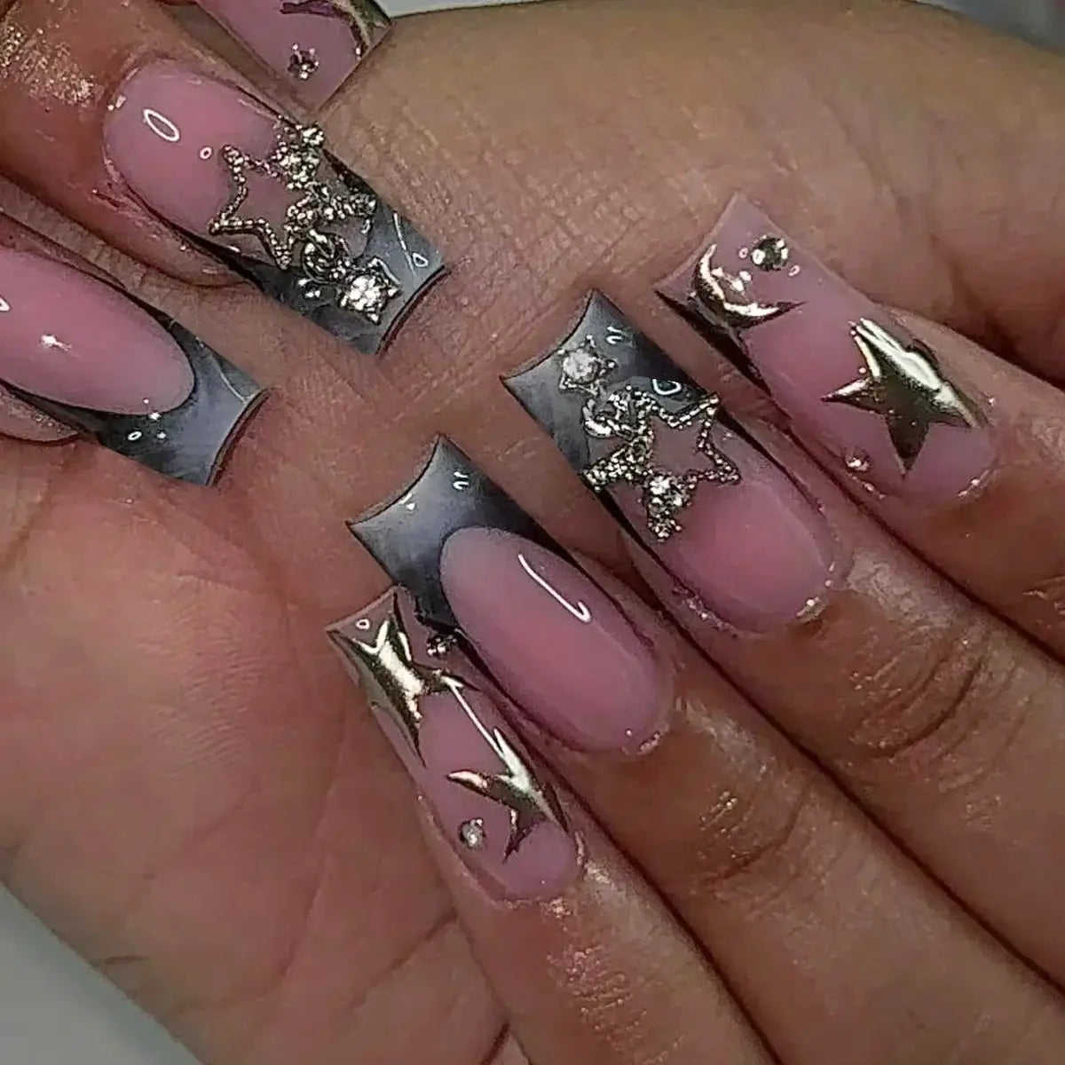 Mid Long Pink Leopard Press-On Nails with Bow by Cashymart