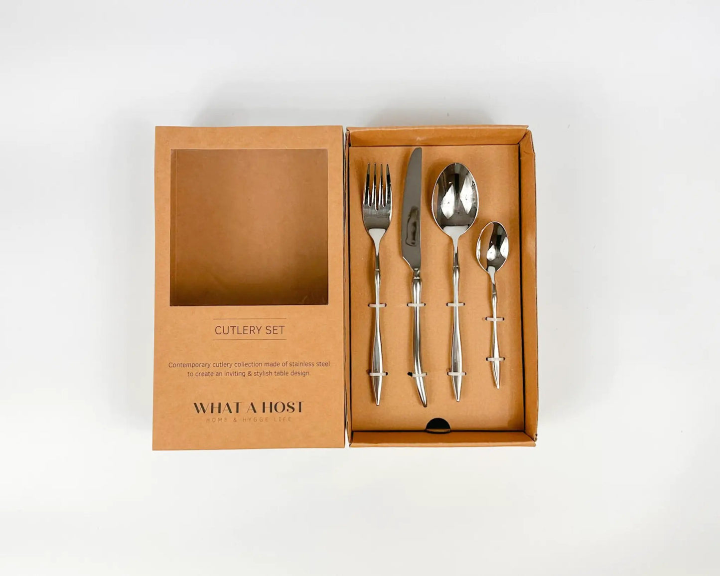 Monaco Silver Cutlery Set – 16 or 24 Piece Stainless Steel Flatware by WHAT A HOST