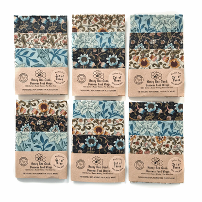 *British Beeswax Set of 3 Handmade Beeswax Wraps | William Morris by Honey Bee Good