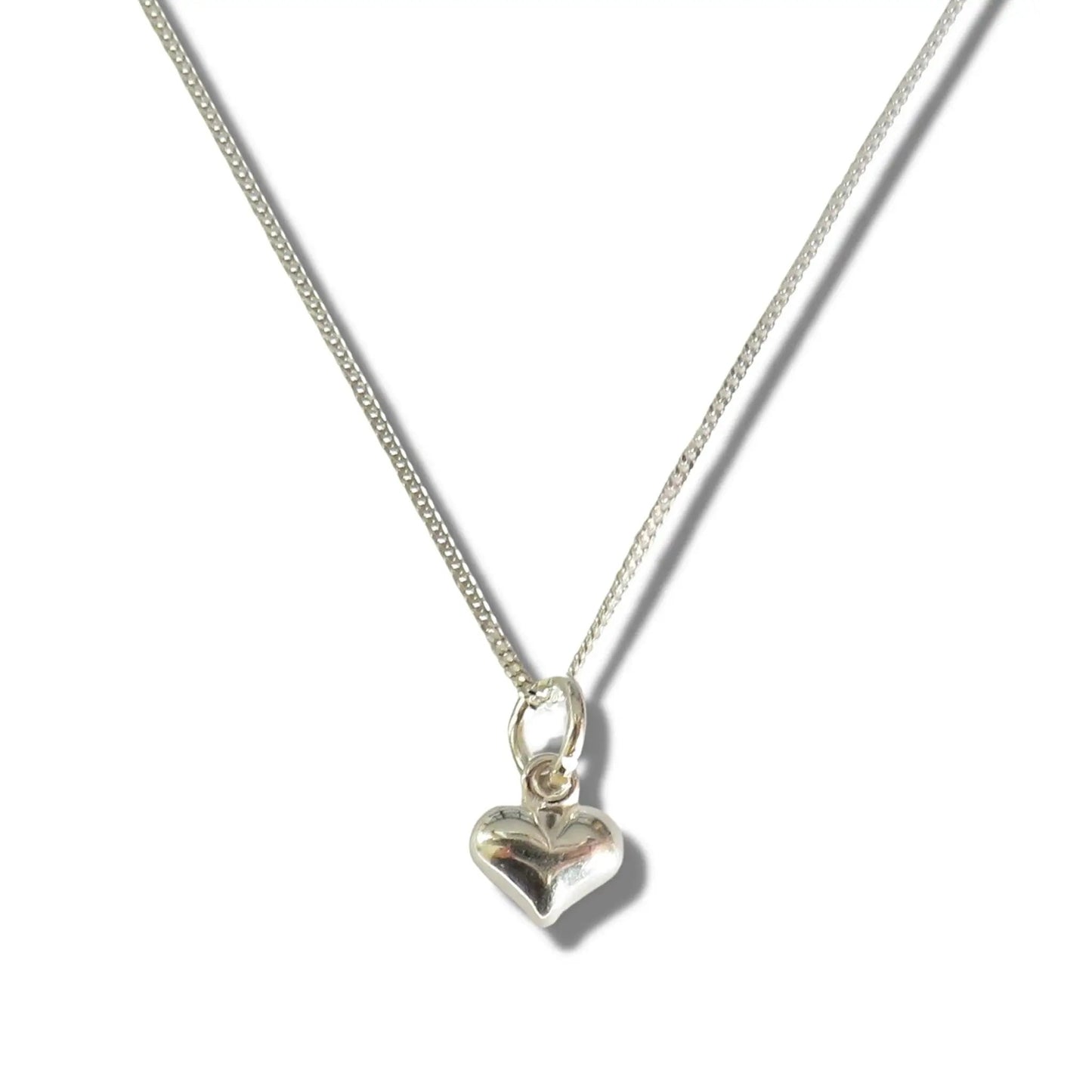 Girls Mini Puff Heart Silver Necklace by Aye Do Gifts