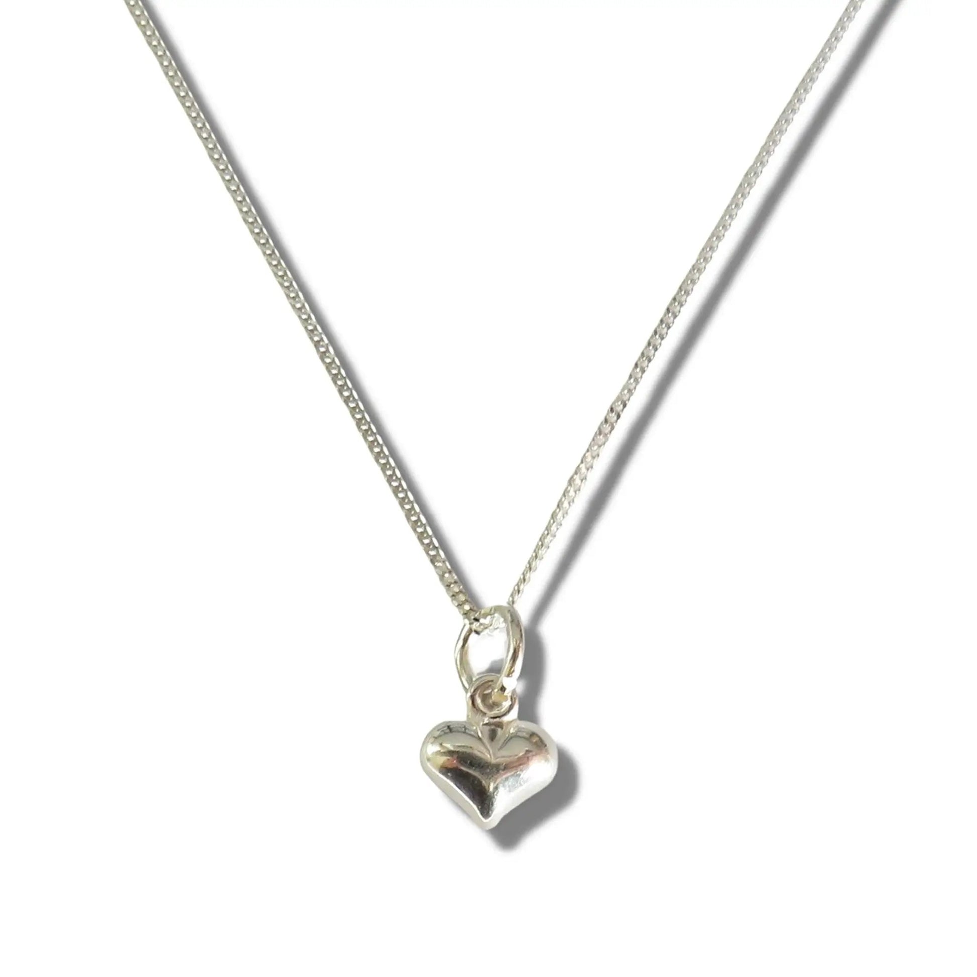 Girls Mini Puff Heart Silver Necklace by Aye Do Gifts