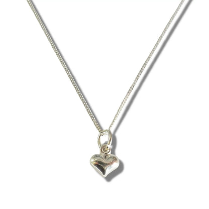 Girls Mini Puff Heart Silver Necklace by Aye Do Gifts