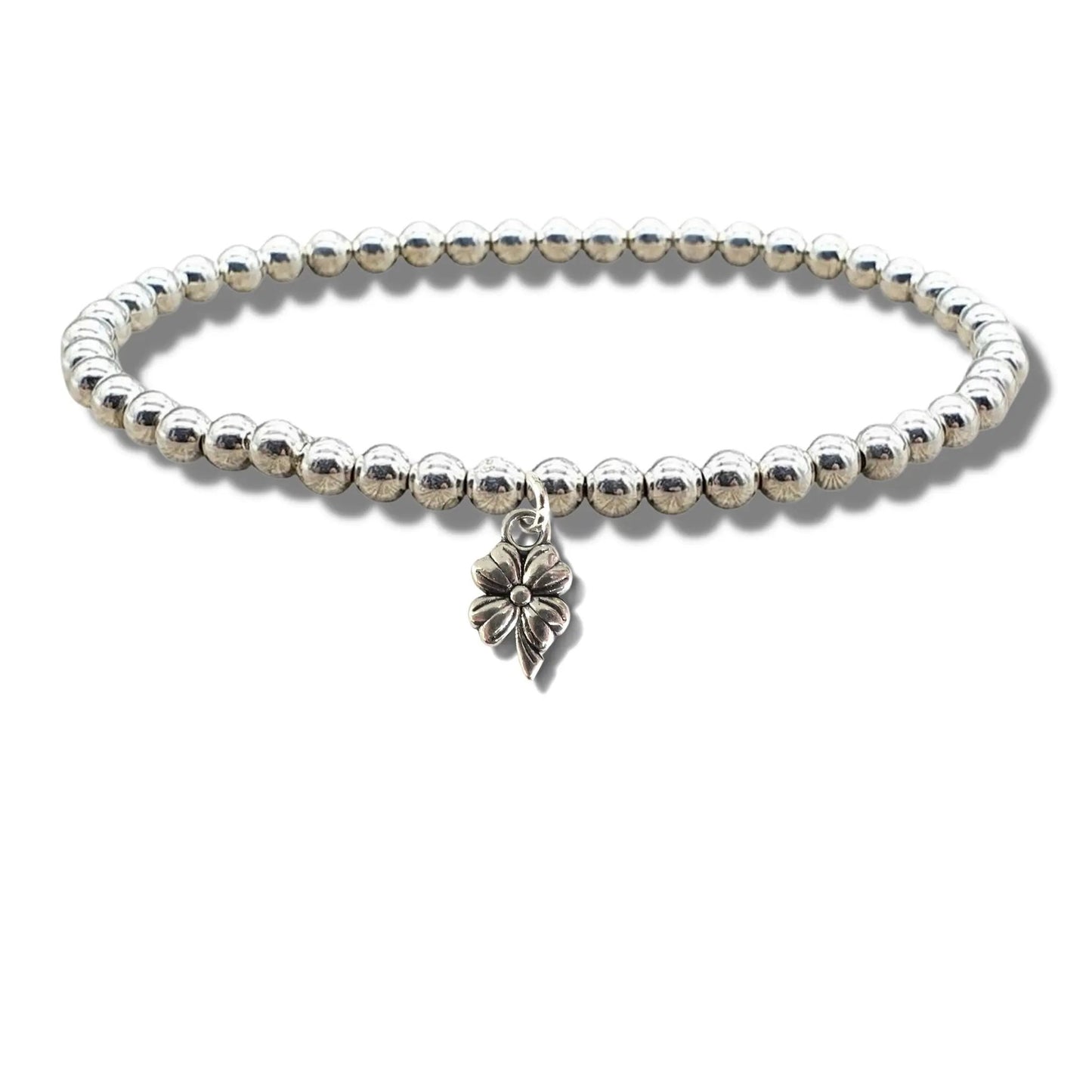 Flower Charm Silver Beaded Bracelet by Aye Do Gifts