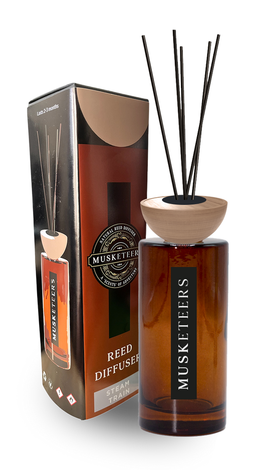 Steam Train Reed Diffuser – Smoky Masculine Home Fragrance by MUSKETEERS