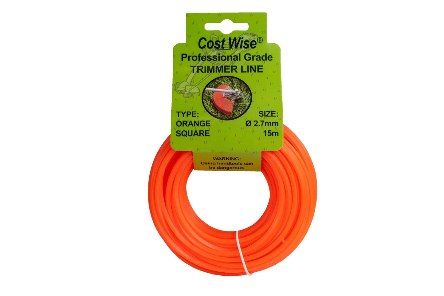 15m Twisted Orange Square Trimmer Line, 2.7mm by Costwise