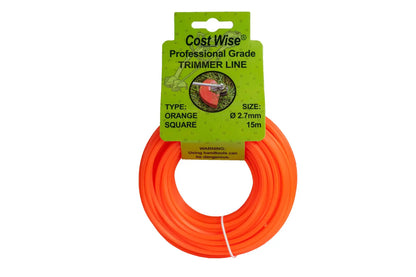 15m Twisted Orange Square Trimmer Line, 2.7mm by Costwise