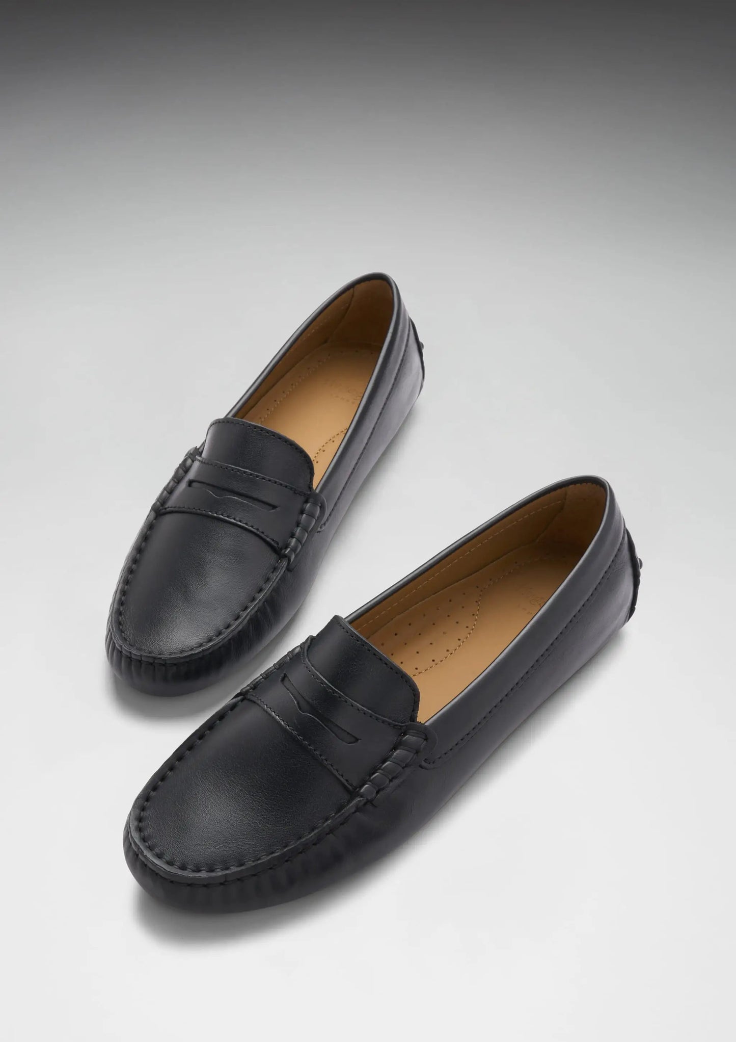 Women's Penny Driving Loafers, black leather by Hugs & Co.