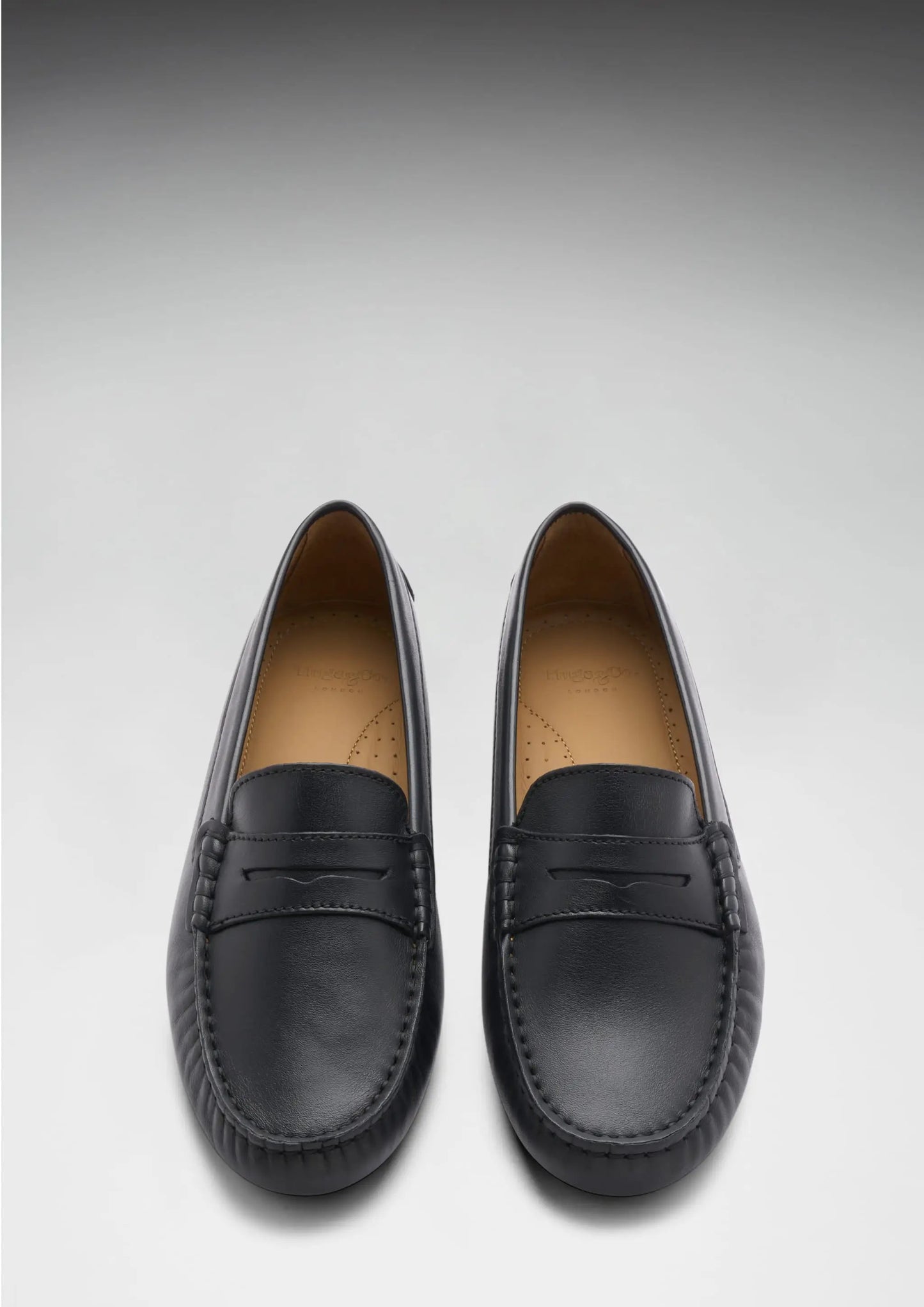 Women's Penny Driving Loafers, black leather by Hugs & Co.