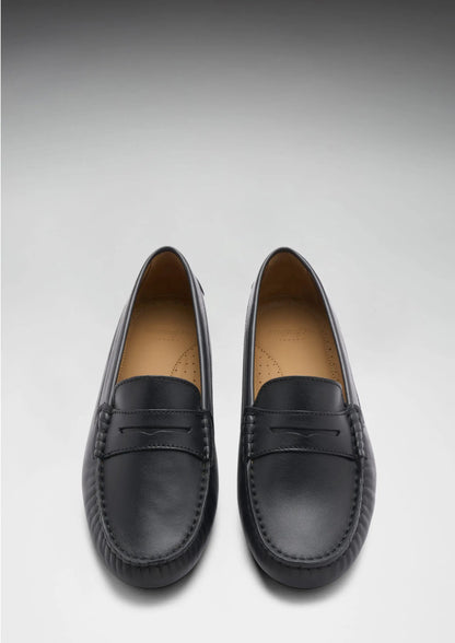 Women's Penny Driving Loafers, black leather by Hugs & Co.