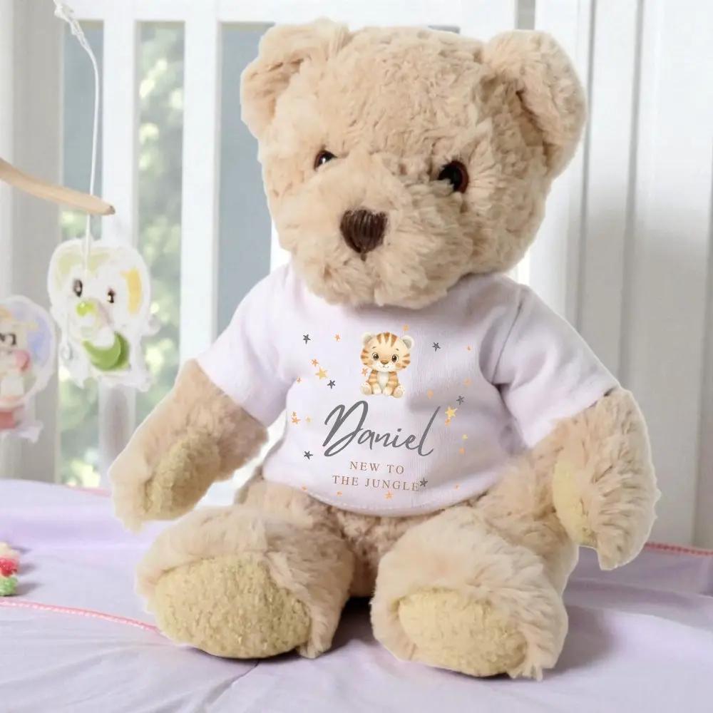 Personalised Luxury Teddy Bear | New to the Jungle Tiger T-Shirt by Aye Do Gifts