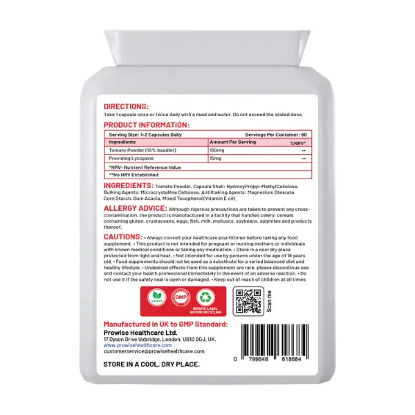Lycopene 15mg 90 Capsules by Prowise Healthcare by Prowise Healthcare