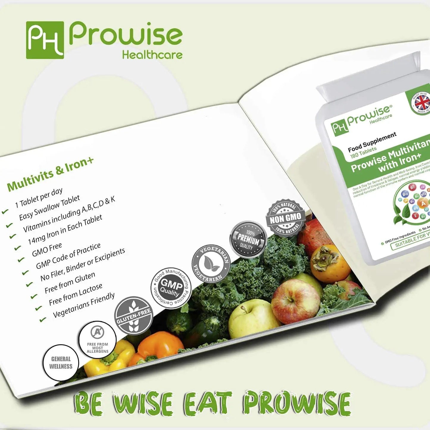 Multivits and Iron+ 180 Tablets by Prowise Healthcare by Prowise Healthcare