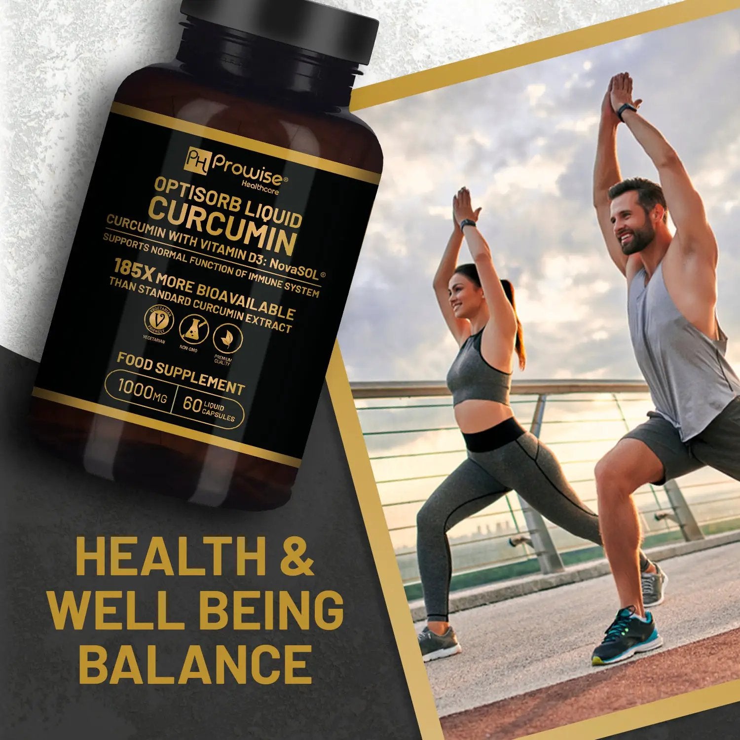 Optisorb Liquid Curcumin with Vitamin D - 60 Liqcaps by Prowise Healthcare