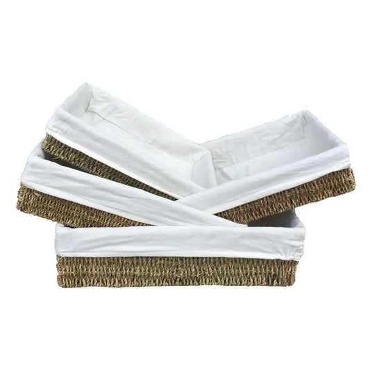 Lined Rectangular Seagrass Serving Tray by Red Hamper