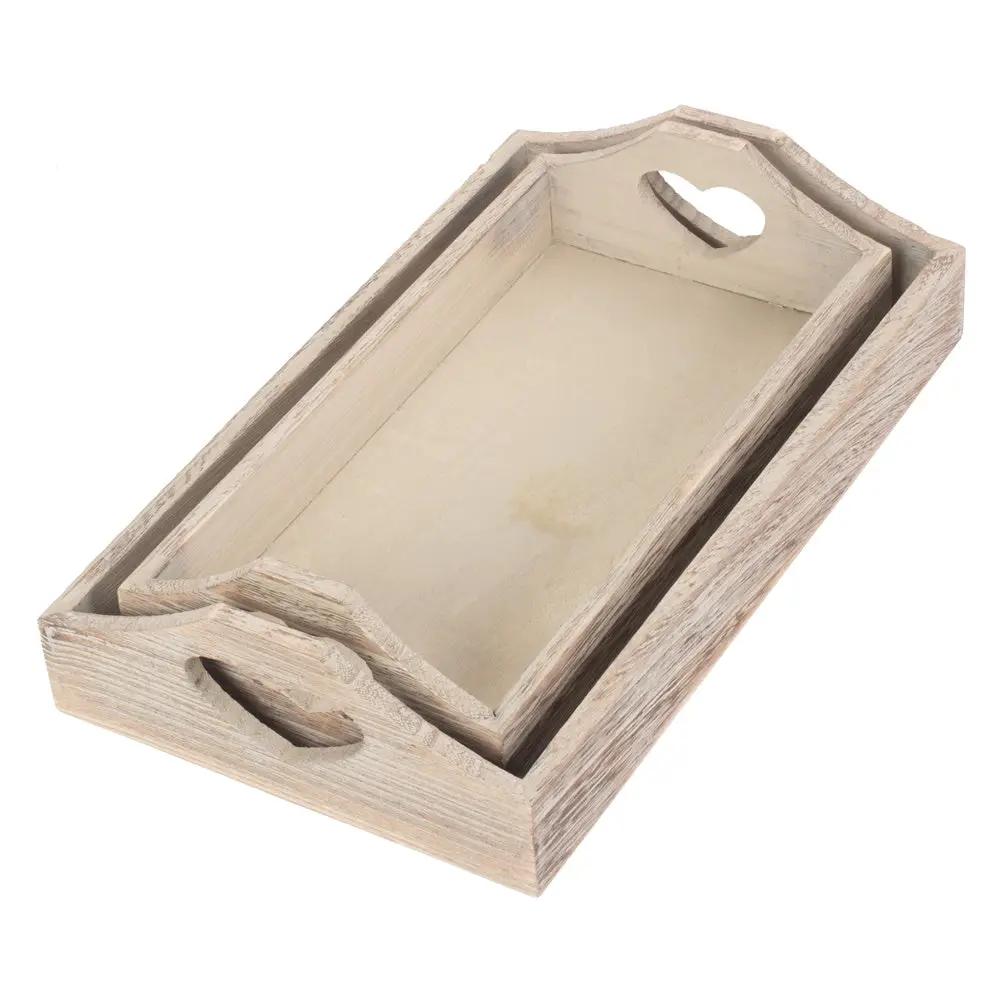 Shallow Wooden Heart Cut Out Tray by Red Hamper