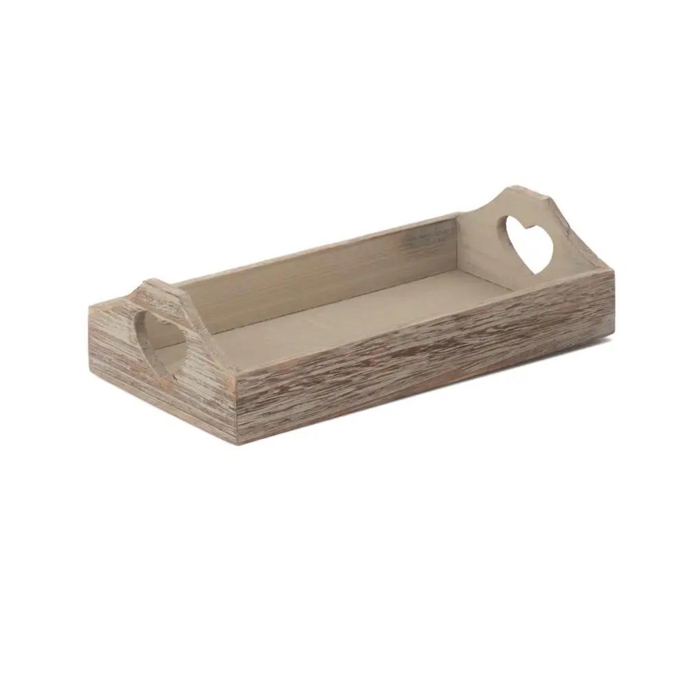 Shallow Wooden Heart Cut Out Tray by Red Hamper