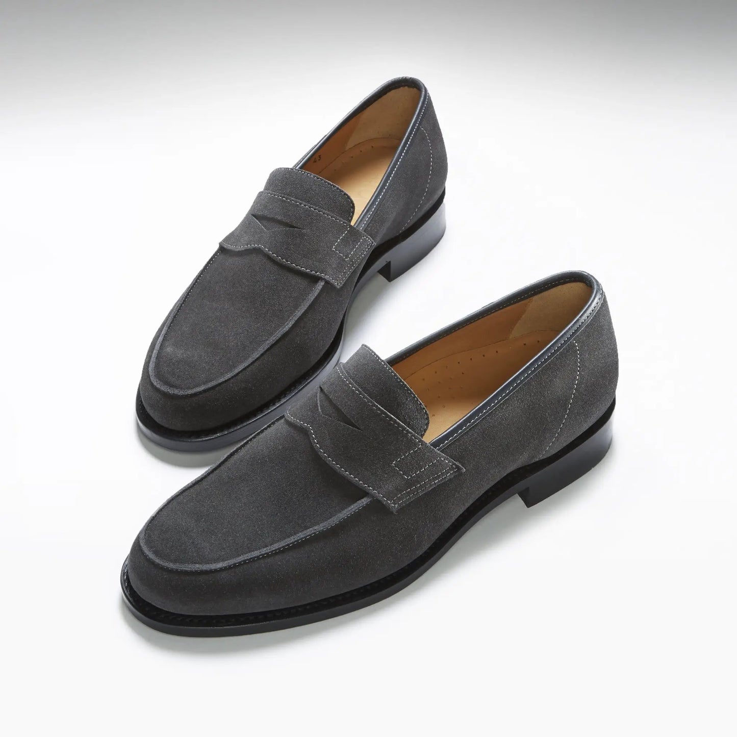 Slate Grey Suede Loafers, Welted Leather Sole by Hugs & Co.