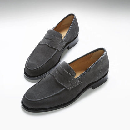 Slate Grey Suede Loafers, Welted Leather Sole by Hugs & Co.
