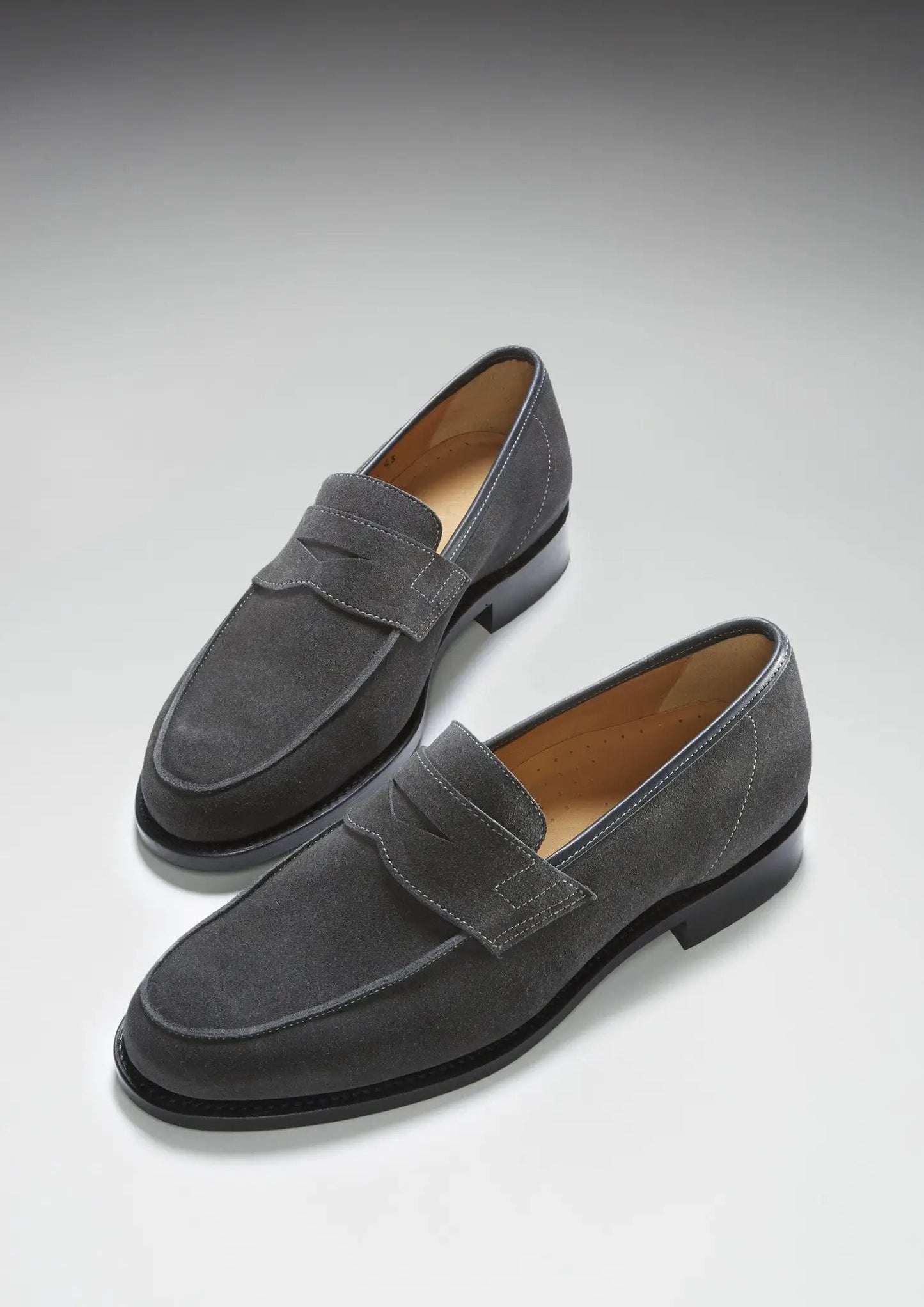 Slate Grey Suede Loafers, Welted Leather Sole by Hugs & Co.