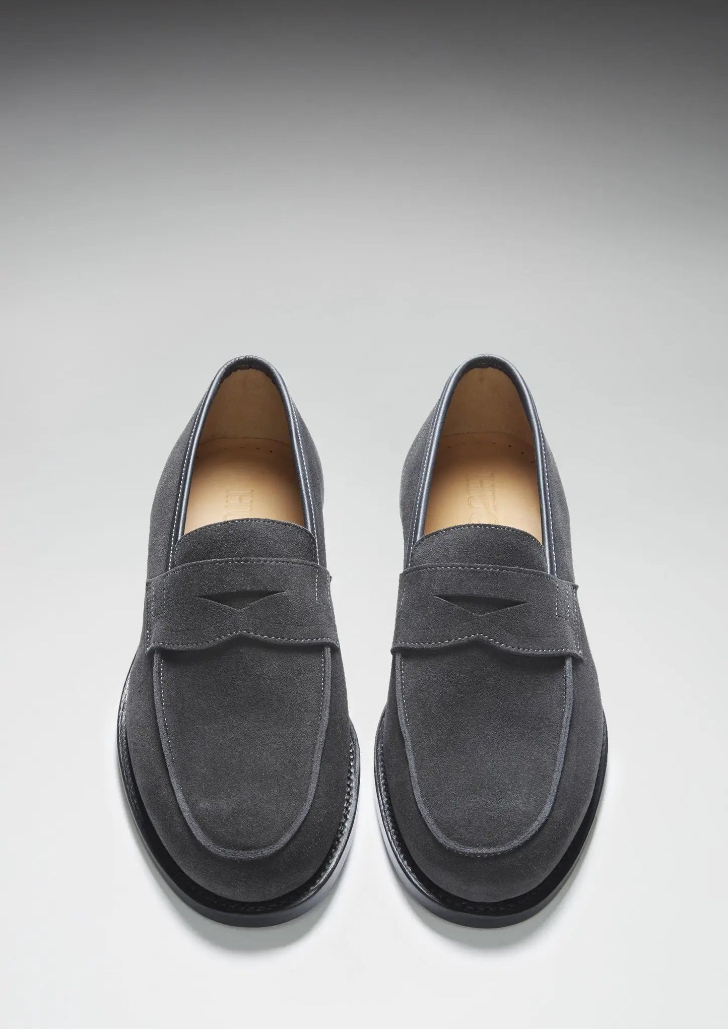 Slate Grey Suede Loafers, Welted Leather Sole by Hugs & Co.