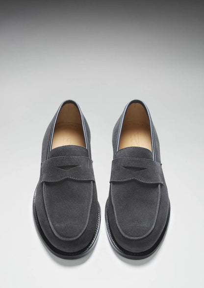 Slate Grey Suede Loafers, Welted Leather Sole by Hugs & Co.
