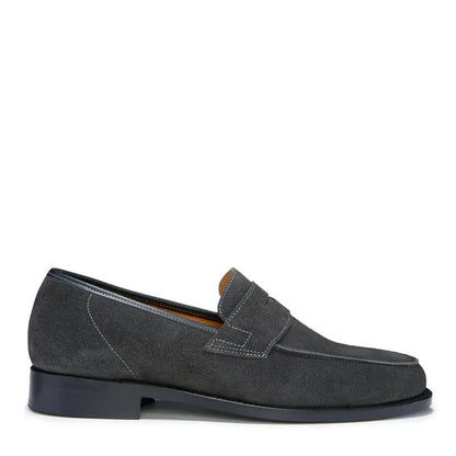 Slate Grey Suede Loafers, Welted Leather Sole by Hugs & Co.