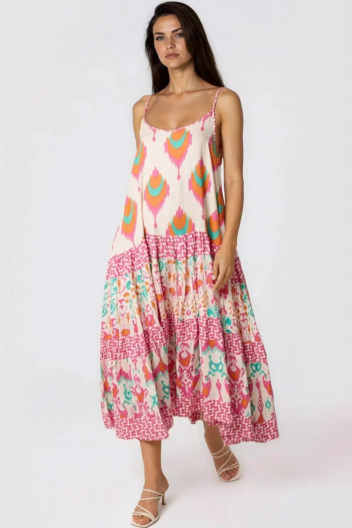 Pink Tiered Cami Maxi Dress by Aftershock London
