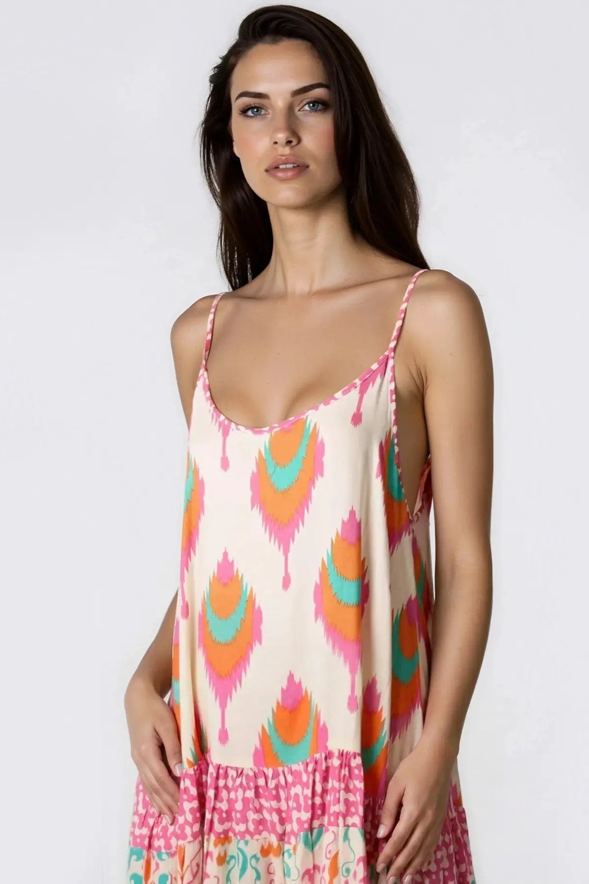 Pink Tiered Cami Maxi Dress by Aftershock London