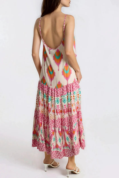 Pink Tiered Cami Maxi Dress by Aftershock London