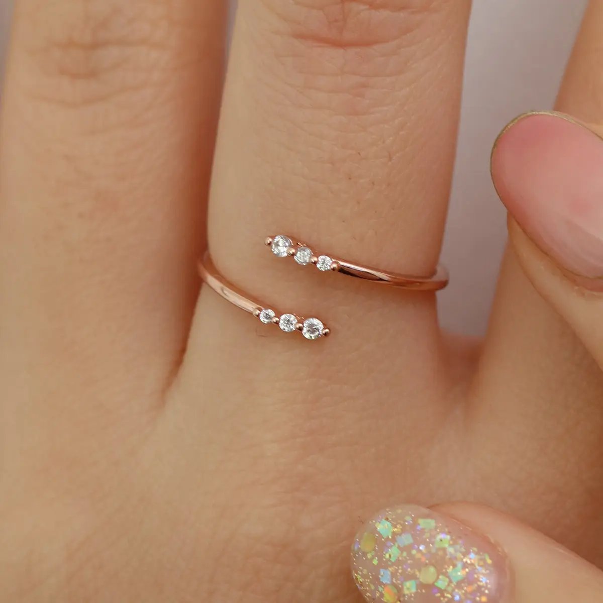 Triple cubic across ring by Nabi London