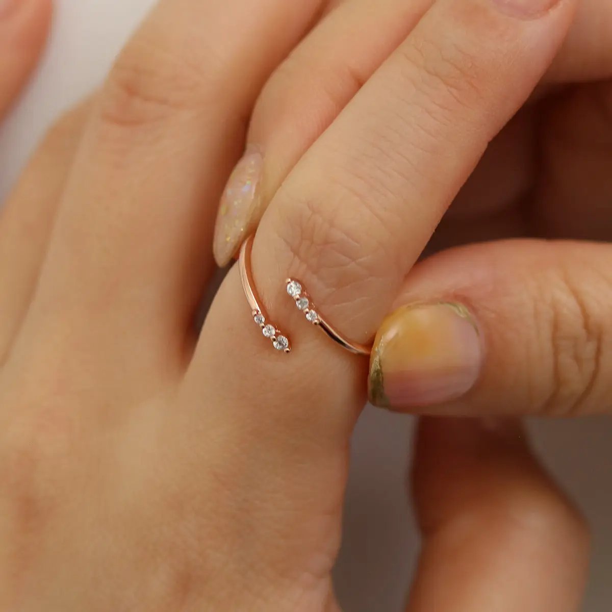 Triple cubic across ring by Nabi London