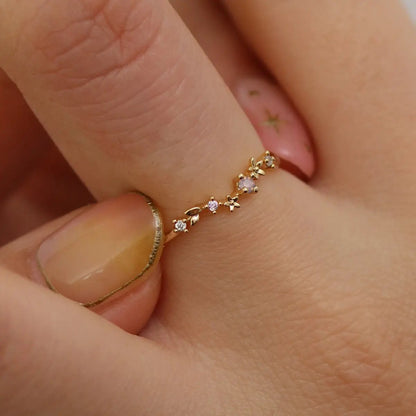 Rose quartz laurel ring by Nabi London