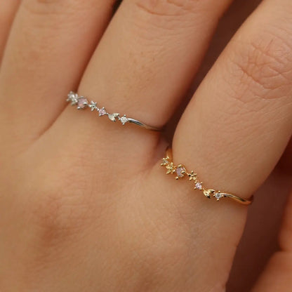Rose quartz laurel ring by Nabi London